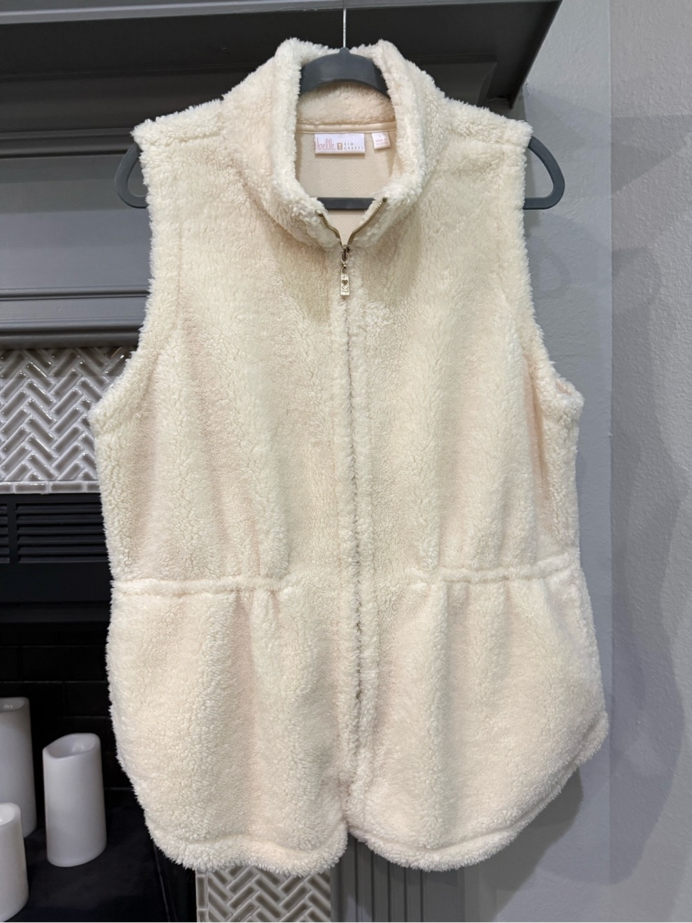Belle by Kim Gravel Cream Sherpa Zip-Front Vest